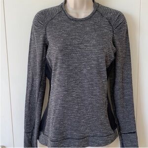 Lululemon Athletica Black White Marled Long Sleeve Crew Neck Knit Top 6